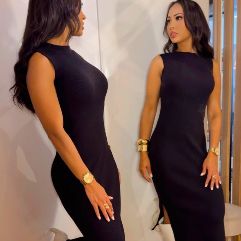 Vestido Manga Cero Liso de Hilo Bahía