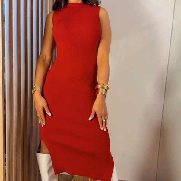 Vestido Manga Cero Liso de Hilo Bahía