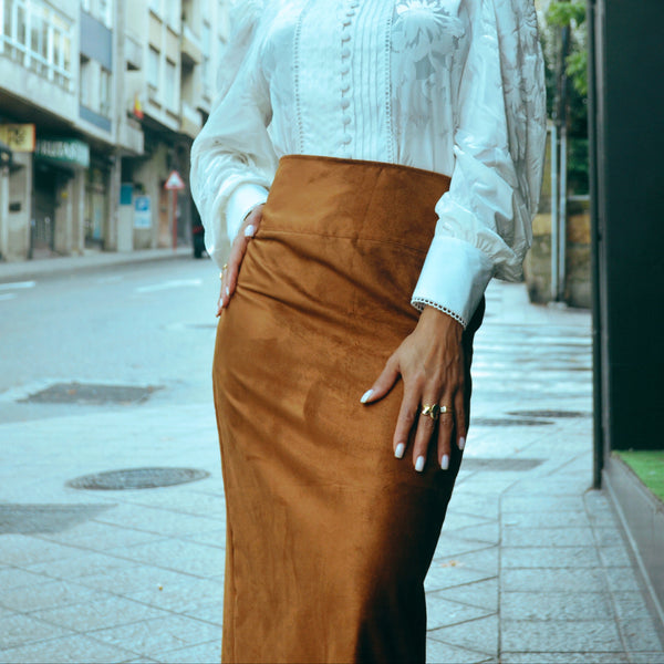 Antelina de camello larga