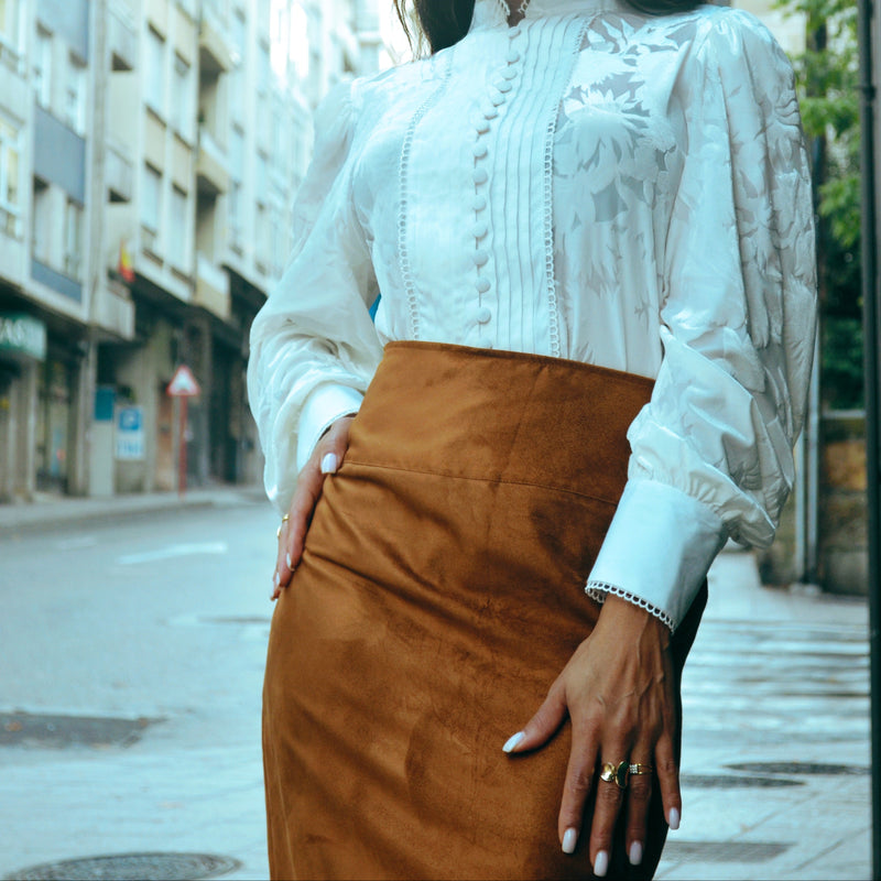 Antelina de camello larga